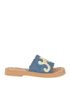 See By Chloé Woman Sandals Blue Size 7 Textile Fibers In Blue