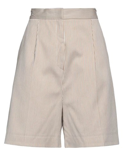 Max Mara Woman Shorts & Bermuda Shorts Khaki Size 14 Cotton, Silk In Beige