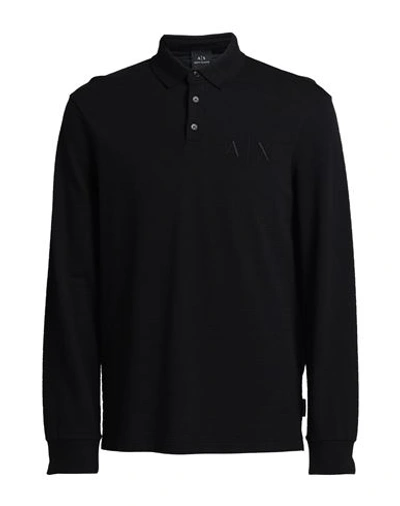 Armani Exchange Man Polo Shirt Black Size S Cotton, Elastane, Polyester