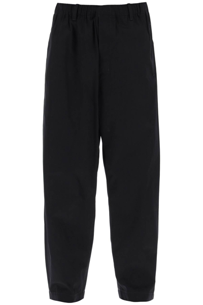 Lemaire Loose Pants In Cotton Twill In Black