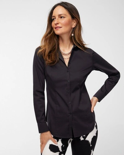 Chico's No-iron Fitted Stretch Shirt In Black