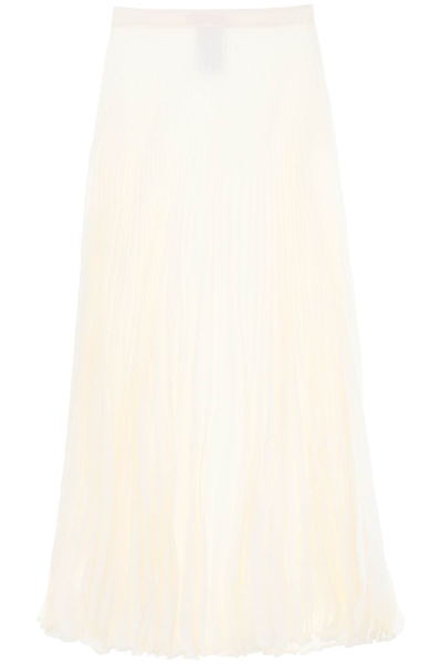 Valentino Silk Jacquard Toile Iconographe Pleated Skirt In White