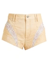 Isabel Marant Neida Quilted Panel Denim Shorts In Orange