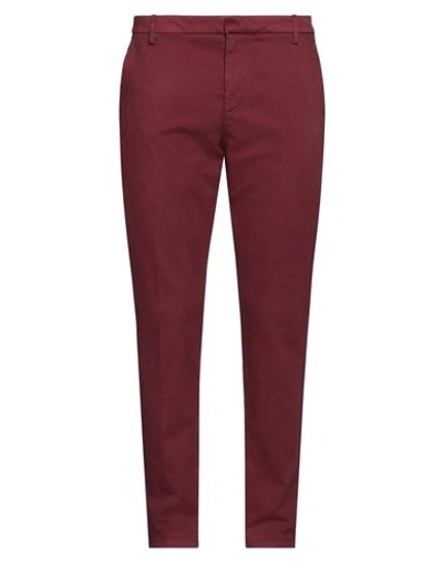 Dondup Man Pants Burgundy Size 30 Cotton, Elastane In Red