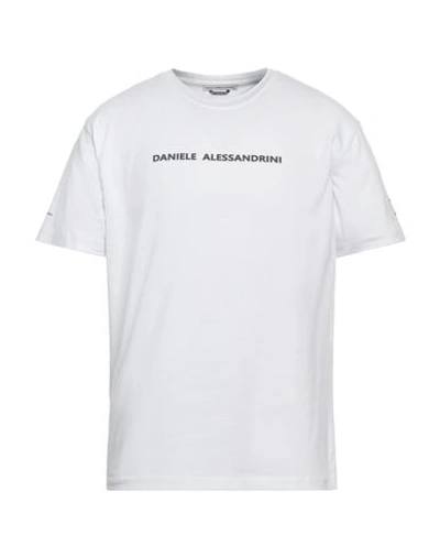 Grey Daniele Alessandrini Man T-shirt White Size Xl Cotton, Elastane