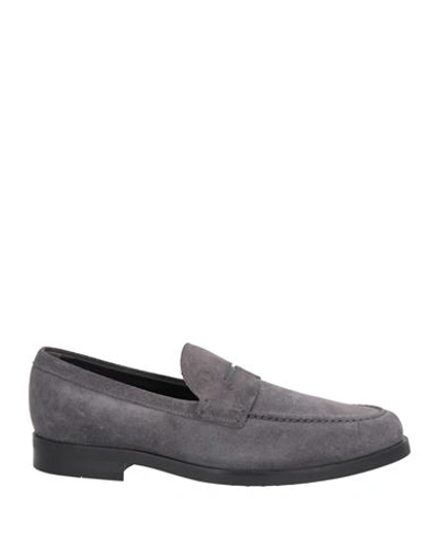 Tod's Man Loafers Lead Size 12 Soft Leather In Grey