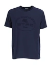 Etro Man T-shirt Navy Blue Size Xl Cotton, Polyamide