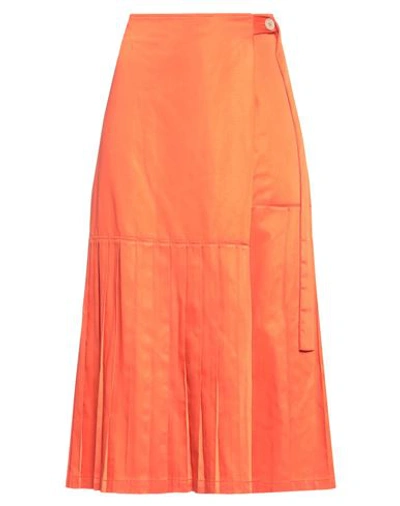Tela Woman Midi Skirt Orange Size 6 Polyester