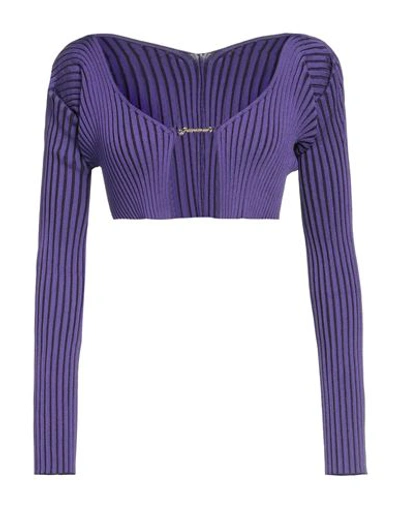 Jacquemus Woman Sweater Dark Purple Size 8 Viscose, Polyamide, Elastane, Polyester