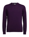 Alpha Studio Man Sweater Deep Purple Size 46 Merino Wool