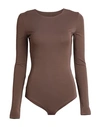 Maison Margiela Woman Bodysuit Cocoa Size 8 Viscose, Elastane In Brown