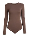 Maison Margiela Woman Bodysuit Chocolate Brown Size 6 Viscose, Elastane