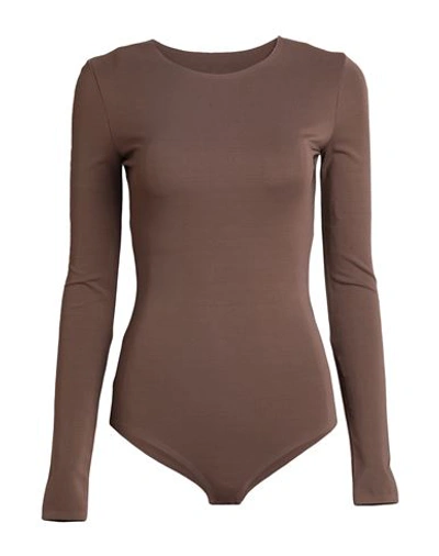 Maison Margiela Woman Bodysuit Cocoa Size 8 Viscose, Elastane In Brown