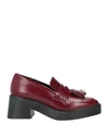 Lorenzo Mari Woman Loafers Burgundy Size 10 Soft Leather In Red