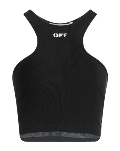 Off-white Woman Top Black Size 10 Organic Cotton, Elastane