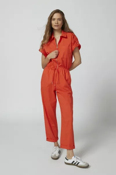 Pistola Jordan Short Sleeve Zip Front Jumpsuit In Red