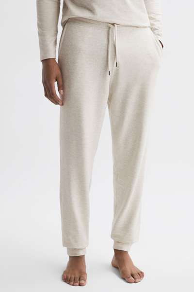 Reiss Oatmeal Melange Jose Drawstring Fleece Lined Joggers