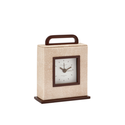 Addison Ross Ltd Uk Ecru Faux Shagreen Carriage Clock In Neutral