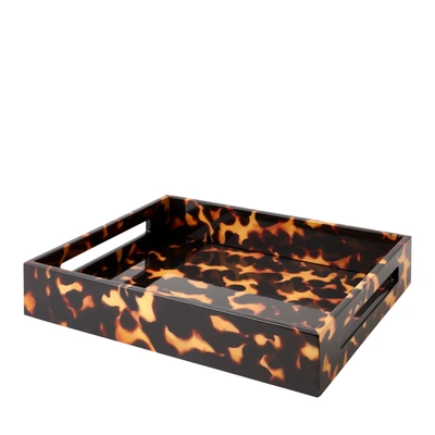 Addison Ross Ltd Faux Tortoise Medium Lacquered Serving Tray In Multi