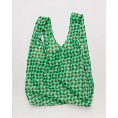 Baggu Wavy Gingham Green Standard Reusable Bag