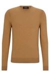 Hugo Boss Men's Regular-fit Sweater In Wool, Silk And Cashmere In Beige