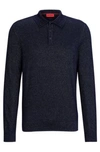 Hugo Relaxed-fit Sparkle-effect Polo Sweater In Dark Blue