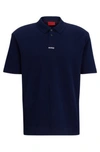 Hugo Cotton-piqu Polo Shirt With Logo Print In Dark Blue