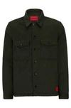 Hugo Boss Oversize-fit Overshirt With Red Logo Label In Dark Grey