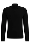 Hugo Boss Regular-fit Sweater With Zip Neckline In Black
