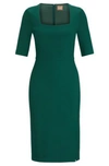 HUGO BOSS SLIM-FIT DRESS WITH SQUARE NECKLINE