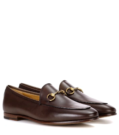 Gucci Jordaan Leather Loafers In Dark Brown