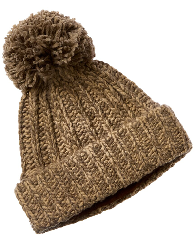 Portolano Chunky Knit Pom Wool-blend Hat In Brown