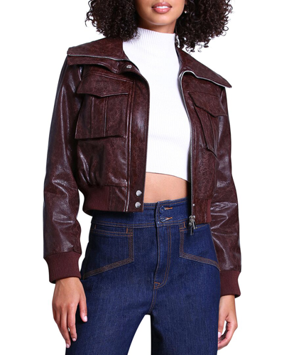 Avec Les Filles Cropped Aviator Jacket