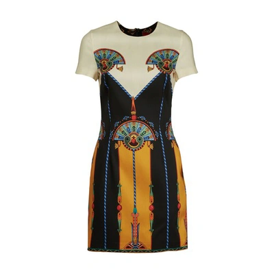 La Doublej Graphic-print Short-sleeve Dress In Aswan Placée Ivory