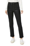 Paige Mayslie Straight-leg Mid-rise Stretch-denim Jeans In Black Fog Luxe Coating