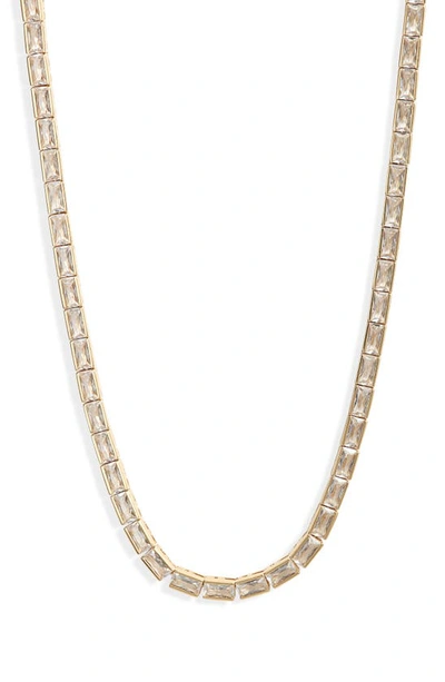 Madewell Baguette Cubic Zirconia Tennis Necklace In Pale Gold