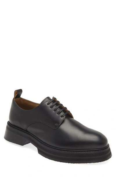 Vinny's Black Officer Derbys In Black Leather