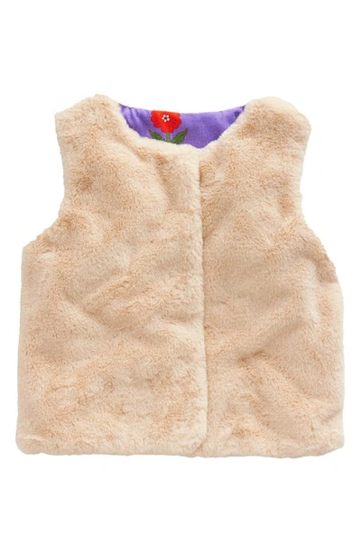Mini Boden Faux Fur Gilet Cafe Au Lait Girls Boden In Terrier Brown