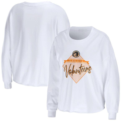 Wear By Erin Andrews White Tennessee Volunteers Diamond Long Sleeve Cropped T-shirt