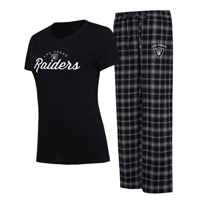 Concepts Sport Black/silver Las Vegas Raiders Arctic T-shirt & Flannel Pants Sleep Set