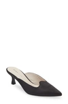Koko + Palenki Juliper Pointed Toe Mule In Black Satin