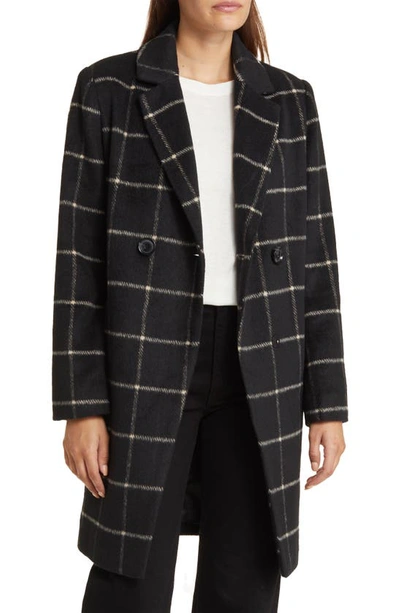 Sam Edelman Windowpane Plaid Coat In Black