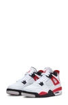 Jordan Kids' Air  4 Retro Mid Top Sneaker In White/ Fire Red/ Black/ Grey
