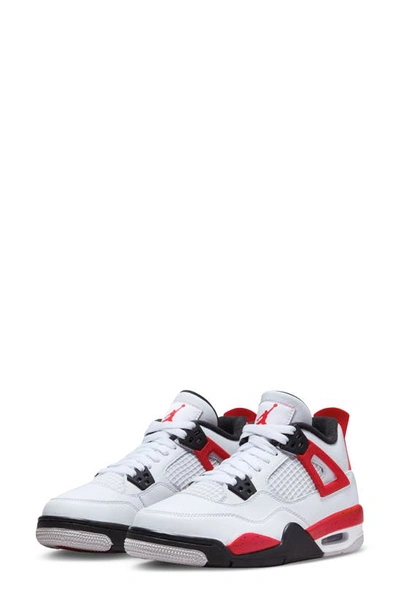 Jordan Air  4 Retro Mid Top Sneaker In White/ Fire Red/ Black/ Grey