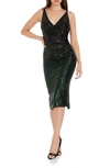 Dress The Population Anita Sequin Body-con Cocktail Dress In Green