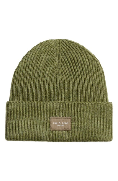 Rag & Bone Green Blake Beanie In Olive