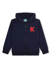 Kenzo Felpa Con Cappuccio Ricamo Logo In Blue