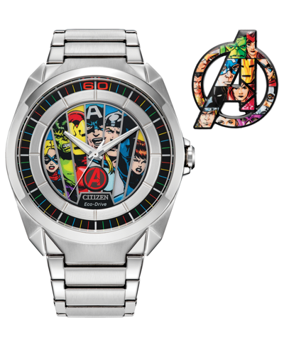 Citizen Eco-drive Men's Marvel Classic Avengers Stainless Steel Bracelet Watch 43mm In Silver-tone