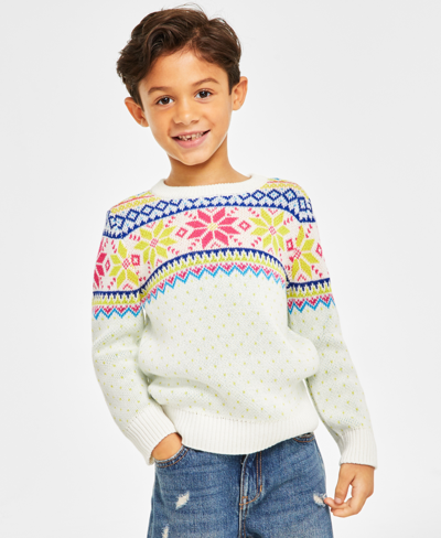 Charter Club Holiday Lane Little Boys Multi-color Fair Isle Sweater, Created For Macy's In Fine Lime Combo
