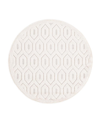 Bayshore Home High-low Pile Latisse Textured Outdoor Lto01 3' X 3' Round Area Rug In Ivory